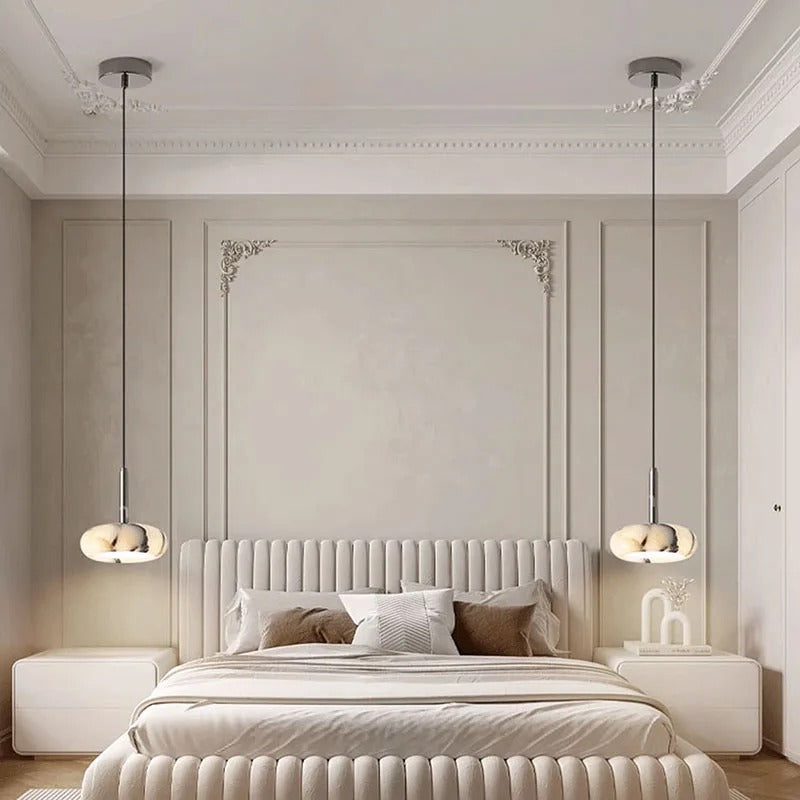 Tulen Minimalist White Marble Disc Pendant Light - Lumovique