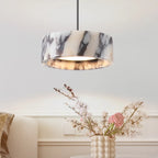 Rulen Japandi Marble Drum Pendant Light - Lumovique