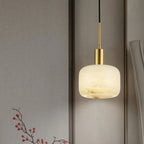 Sezi Minimalist Alabaster Cylinder Pendant Light - Lumovique