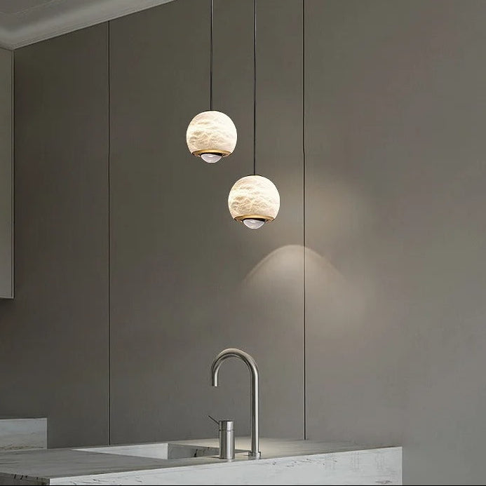 Xevi Mid Century Alabaster Globe Pendant Light - Lumovique