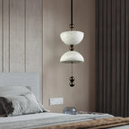 Luvia Mid Century Alabaster Double Dome Pendant Light - Lumovique