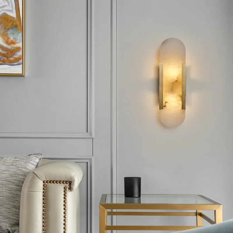 Leso Minimalist Alabaster Pill Wall Sconce - Lumovique
