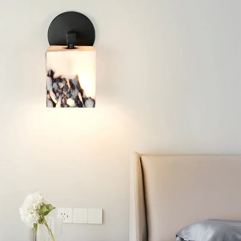 Marno Japandi Marble Cube Wall Sconce - Lumovique