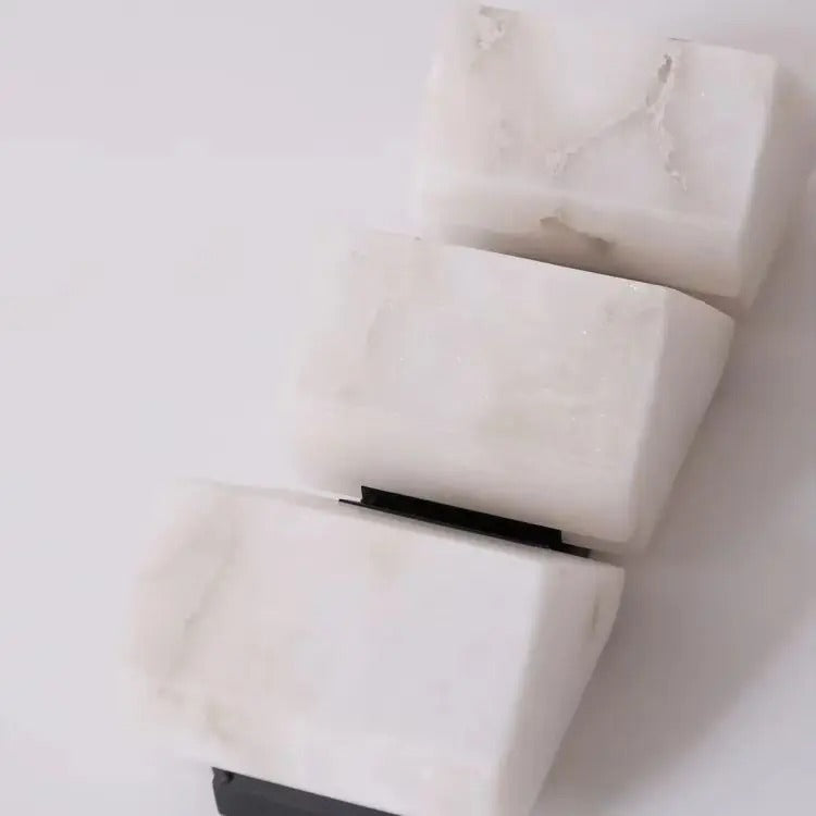 Zele Minimalist Alabaster Geometric Wall Sconce - Lumovique