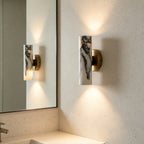 Herlo Mid Century Brass Marble Cylinder Wall Sconce - Lumovique