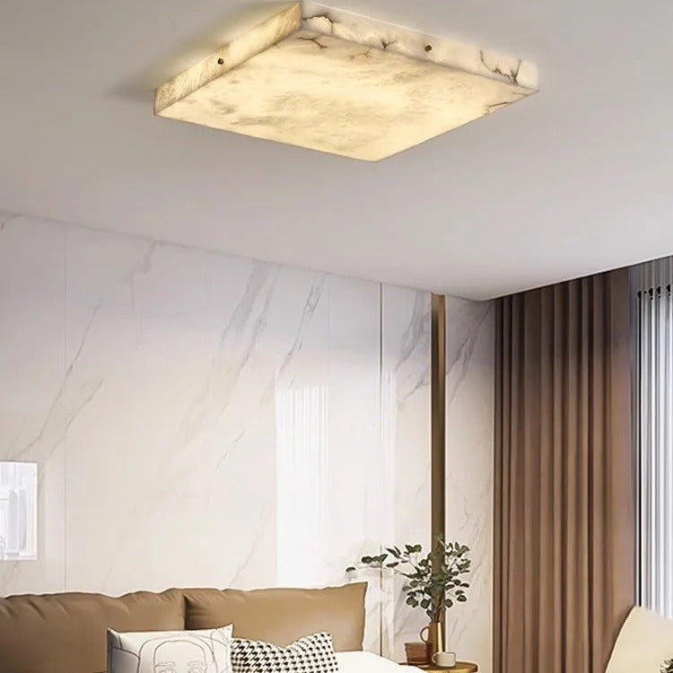 Azio Spanish Alabaster Square Flush Mount Ceiling Light - Lumovique