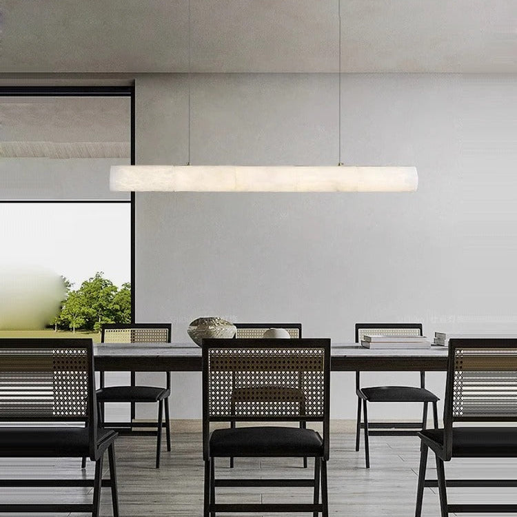 Davu Minimalist Alabaster Tube Linear Chandelier - Lumovique
