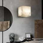 Lure Minimalist Alabaster Cube Wall Sconce - Lumovique