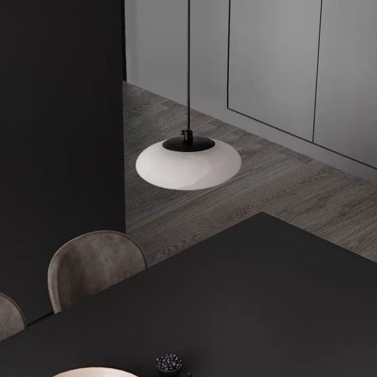 Tyvi Minimalist Alabaster Oval Mini Pendant Light - Lumovique