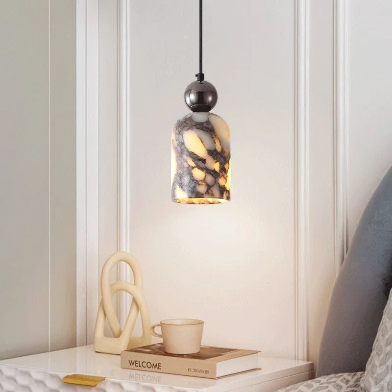 Nimlo Mid Century Marble Dome Pendant Light - Lumovique