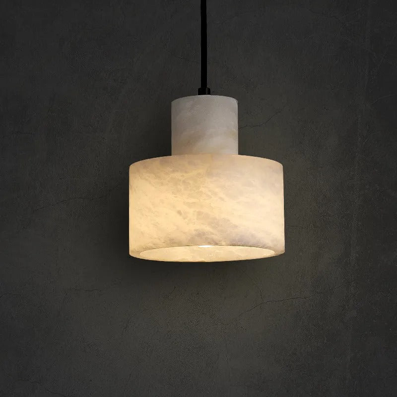 Zize Art Deco Alabaster Tiered Drum Pendant Light - Lumovique