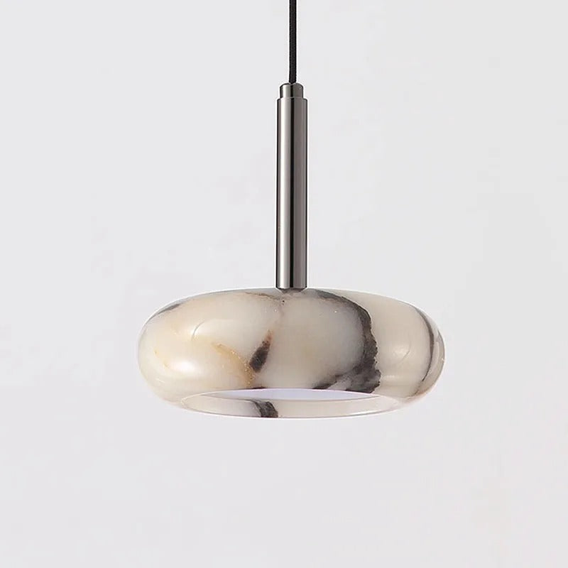 Tulen Minimalist White Marble Disc Pendant Light - Lumovique