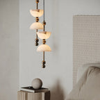 Luvia Mid Century Alabaster Double Dome Pendant Light - Lumovique