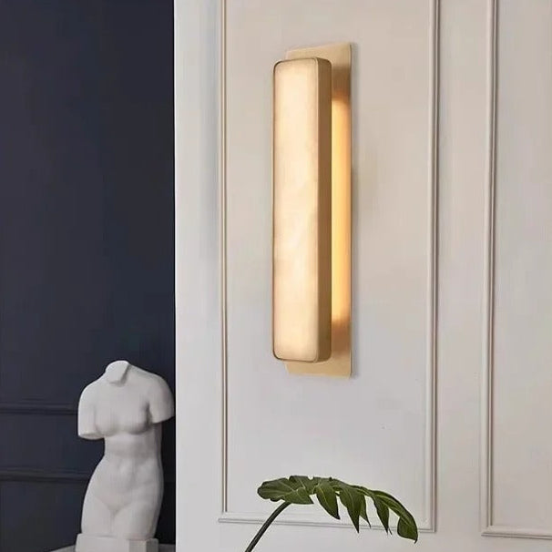 Sisa Minimalist Alabaster Rectangular Wall Sconce - Lumovique