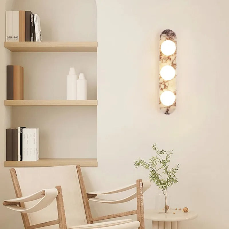Nuzi Mid Century Marble Glass Globe Wall Sconce - Lumovique