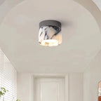 Nuvi Japandi Marble Drum Flush Mount Ceiling Light - Lumovique