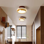 Fela Mid Century Amber Glass Flush Mount Ceiling Light - Lumovique