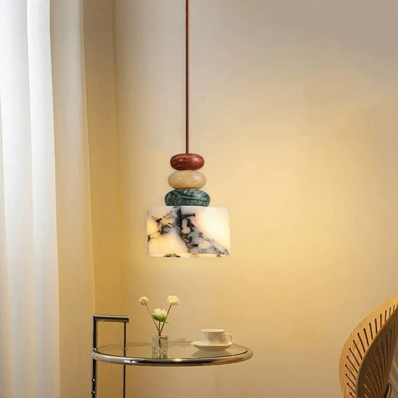 Sorno Post Modern Marble Drum Pendant Light - Lumovique