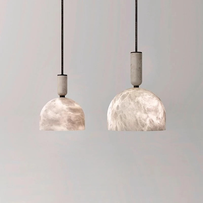 Valo Mid Century Alabaster Dome Pendant Light - Lumovique