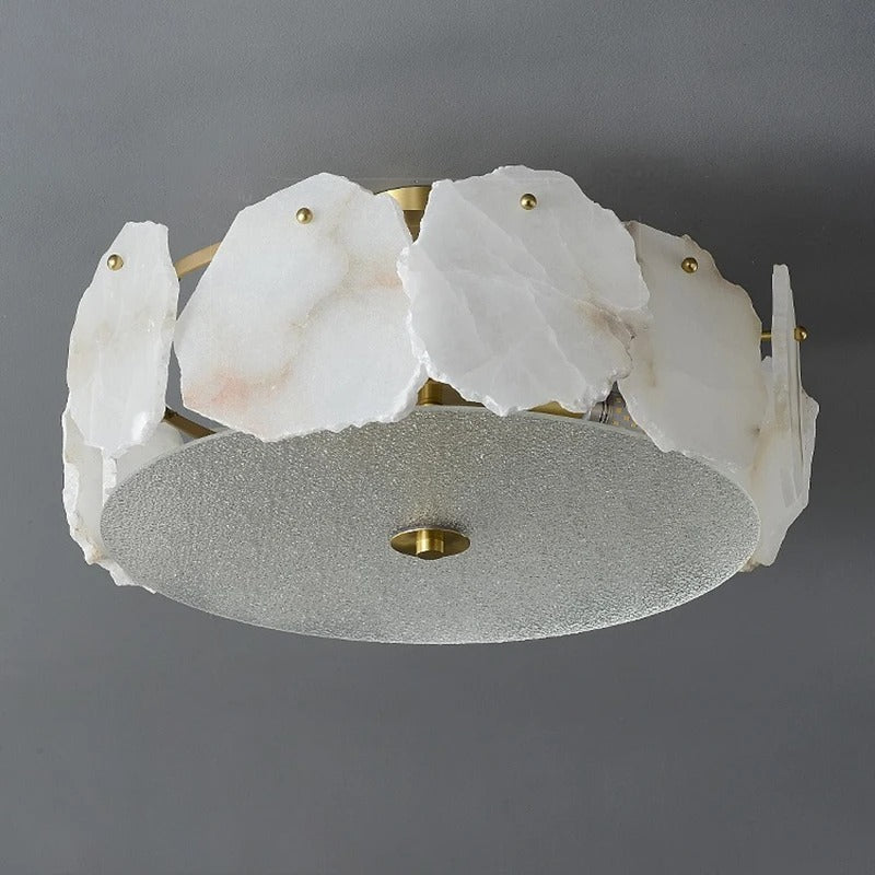 Azel Spanish Alabaster Flush Mount Ceiling Light - Lumovique