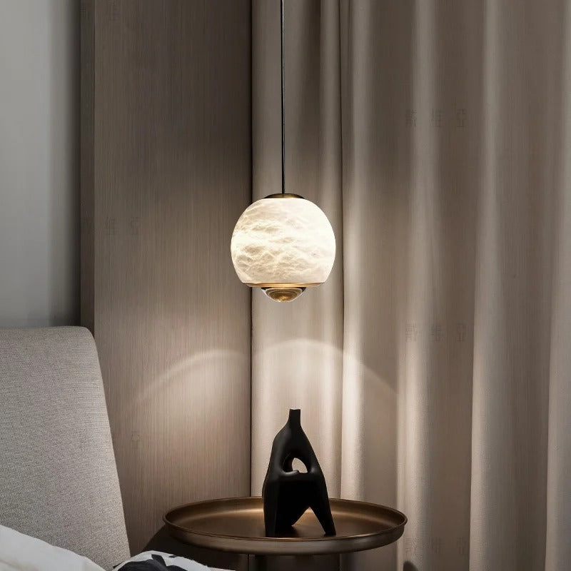 Xevi Mid Century Alabaster Globe Pendant Light - Lumovique