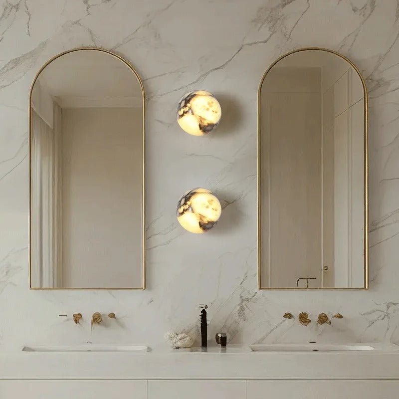 Ronsu Minimalist Marble Globe Wall Sconce - Lumovique