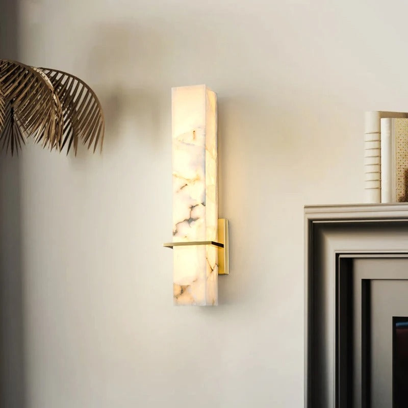 Movi Spanish Alabaster Rectangular Wall Sconce - Lumovique