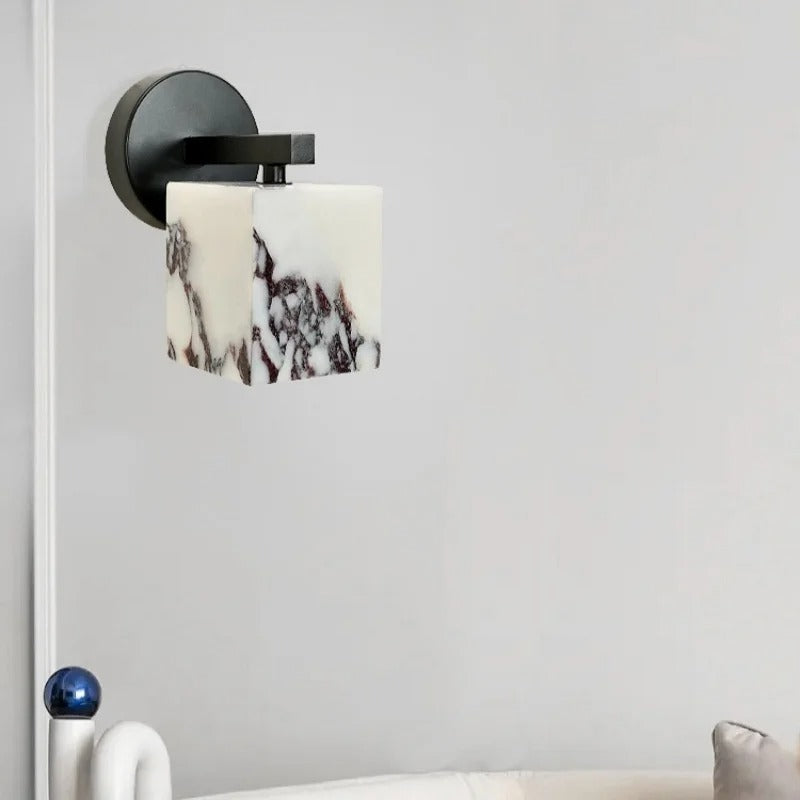 Marno Japandi Marble Cube Wall Sconce - Lumovique