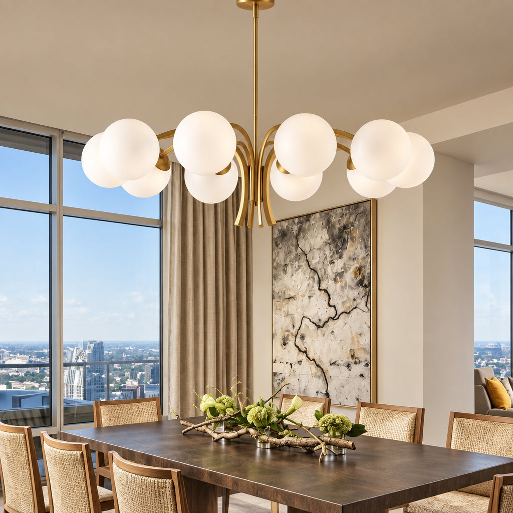 Telo Mid Century Glass Globe Sputnik Chandelier - Lumovique
