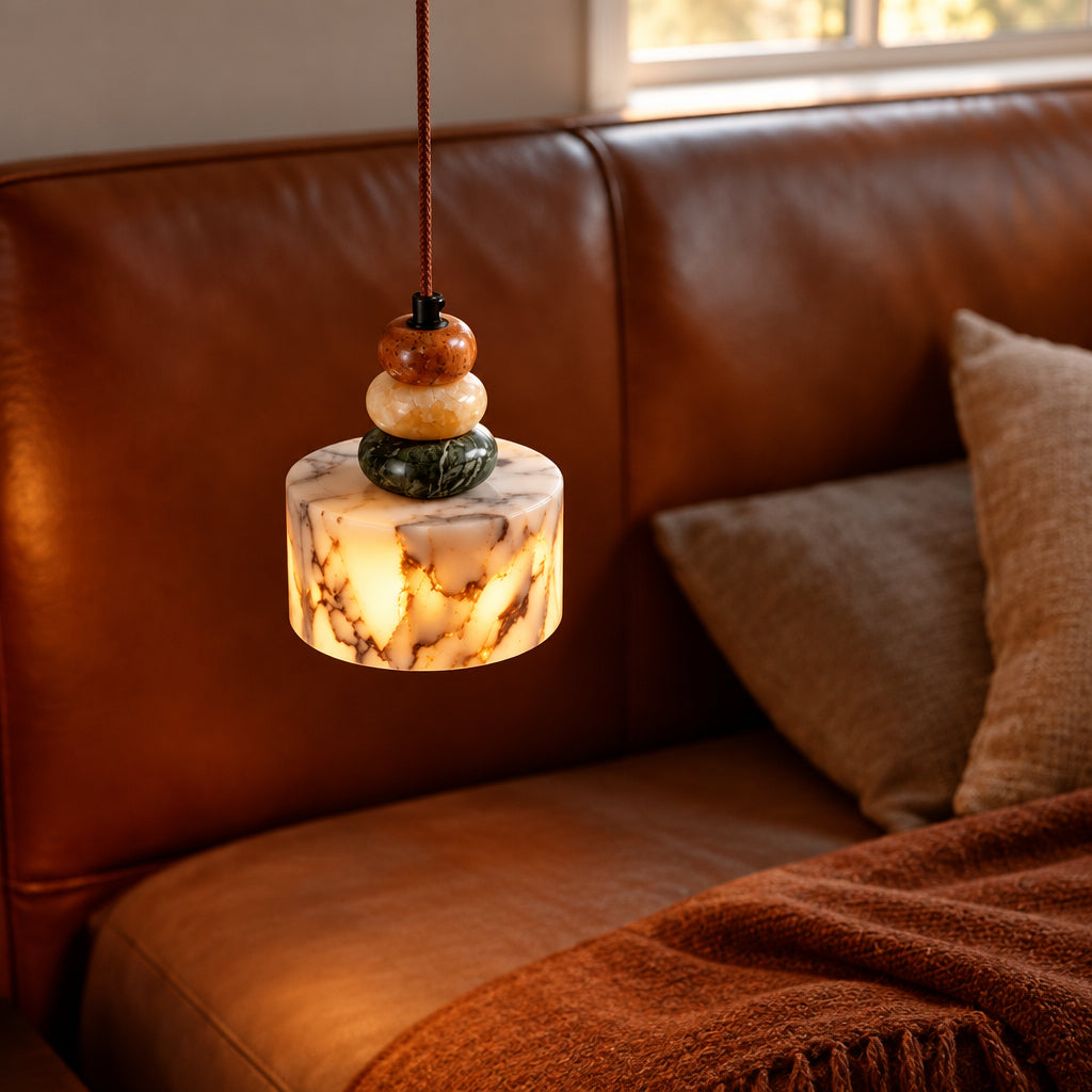 Sorno Post Modern Marble Drum Pendant Light - Lumovique