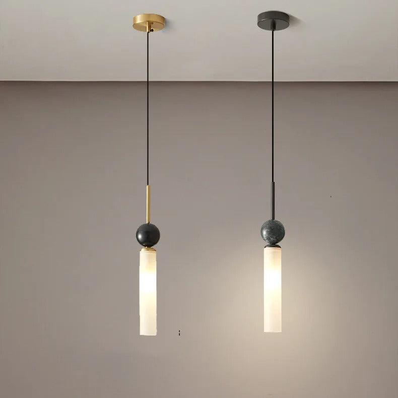Zyle Mid Century Marble Ball Tube Pendant Light - Lumovique