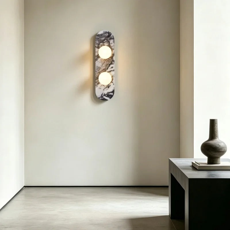 Nuzi Mid Century Marble Glass Globe Wall Sconce - Lumovique
