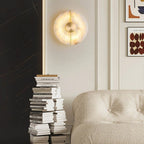 Qivo Minimalist Alabaster Split Disc Wall Sconce - Lumovique
