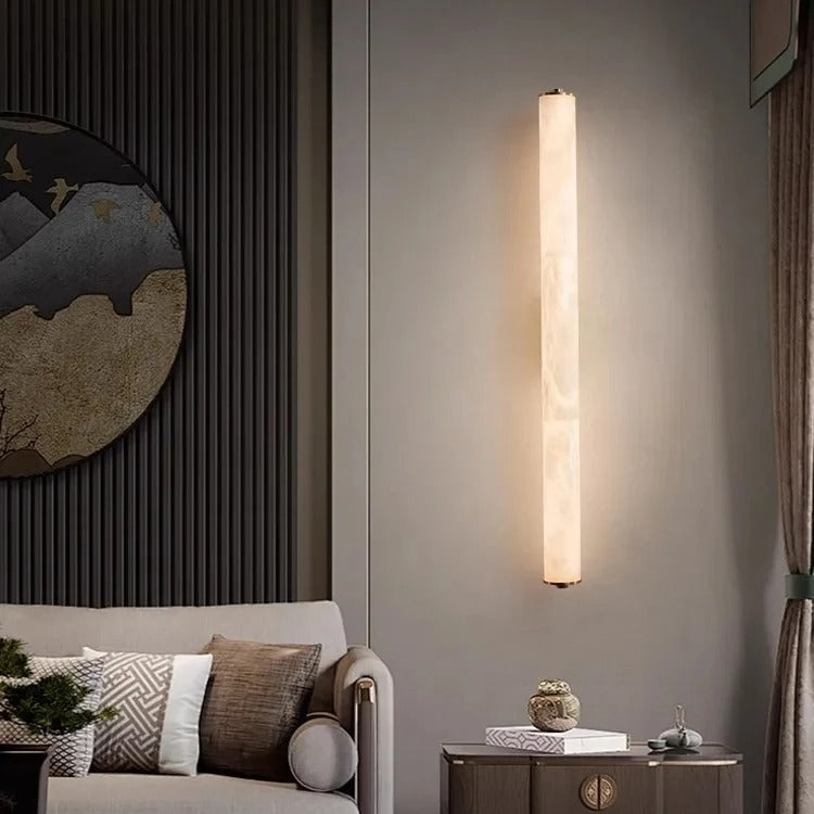 Suleo Mid Century Alabaster Tube Wall Sconce - Lumovique