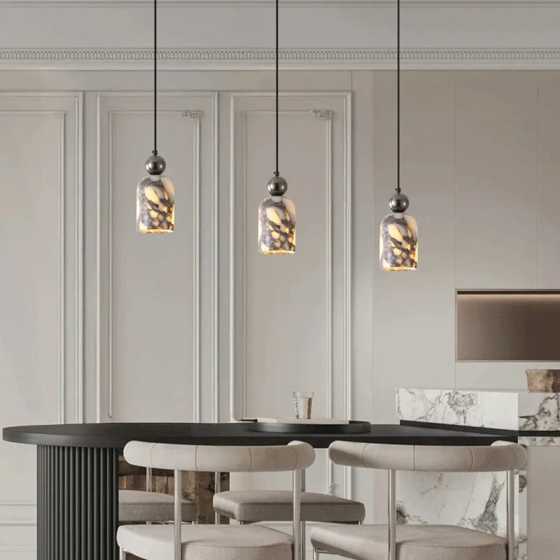 Nimlo Mid Century Marble Dome Pendant Light - Lumovique