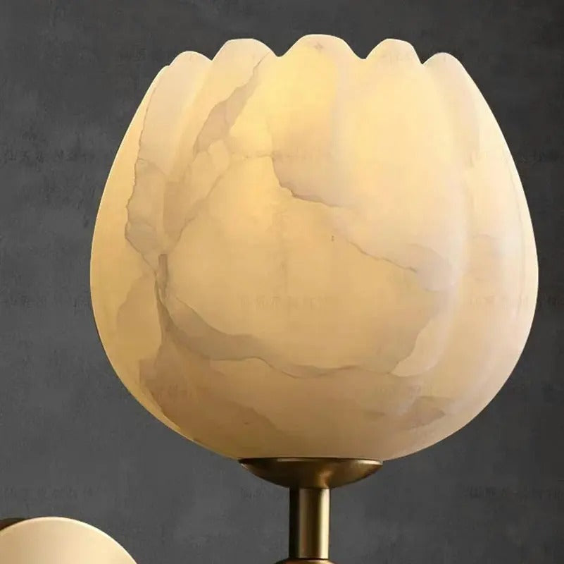 Aleno Italian Alabaster Lotus Flower Wall Sconce - Lumovique