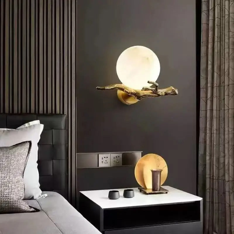 Wexo Vintage Alabaster Globe Branch Wall Sconce - Lumovique