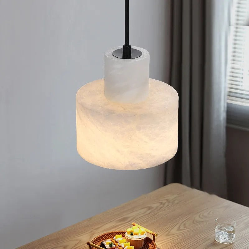 Zize Art Deco Alabaster Tiered Drum Pendant Light - Lumovique
