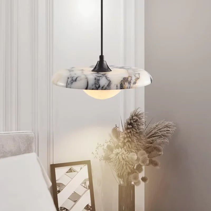 Mistu Japandi Marble Disc Pendant Light - Lumovique