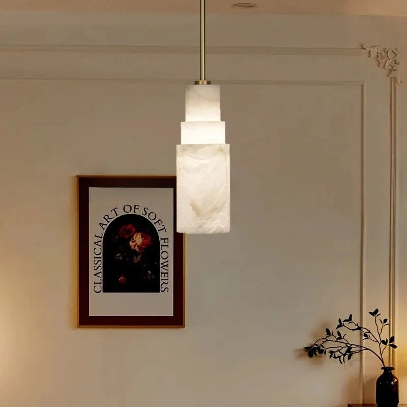 Keno Art Deco Alabaster Stepped Pendant Light - Lumovique