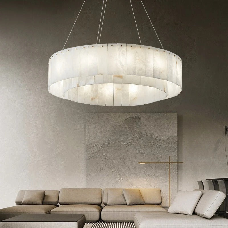 Dely Spanish Alabaster Drum Chandelier - Lumovique