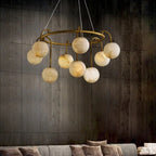 Cazen Mid Century Alabaster Globe Ring Chandelier - Lumovique