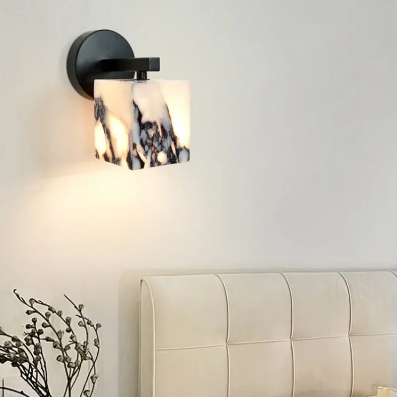 Marno Japandi Marble Cube Wall Sconce - Lumovique