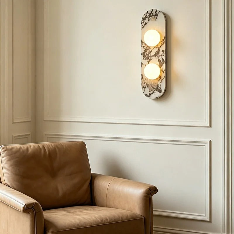 Nuzi Mid Century Marble Glass Globe Wall Sconce - Lumovique