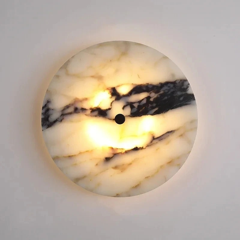 Kolna Japandi Marble Disc Wall Sconce - Lumovique