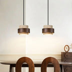 Vyli Wabi Sabi Travertine Wood Pendant Light - Lumovique