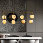 Nere Mid Century Alabaster Globe Linear Chandelier - Lumovique