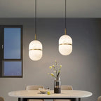 Nesi Mid Century Alabaster Capsule Pendant Light - Lumovique
