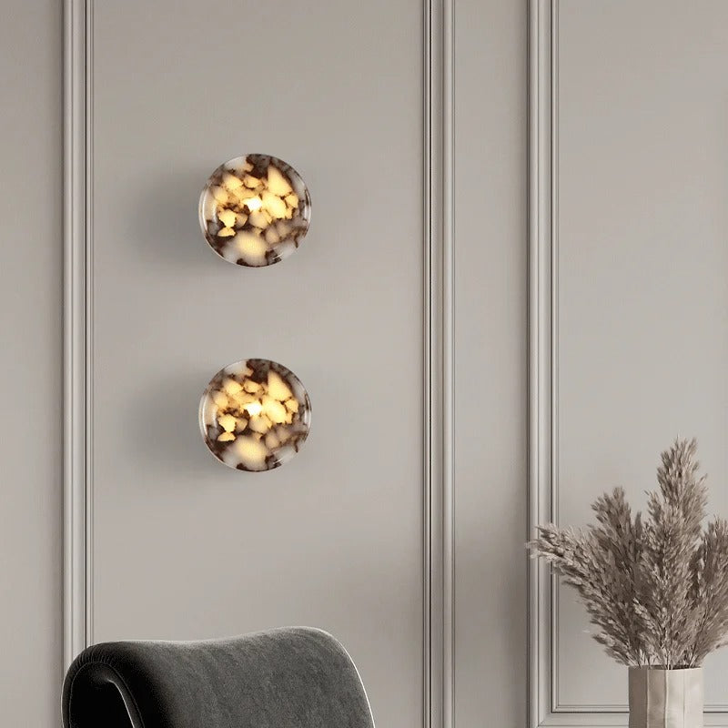 Miklo Minimalist Marble Drum Wall Sconce - Lumovique