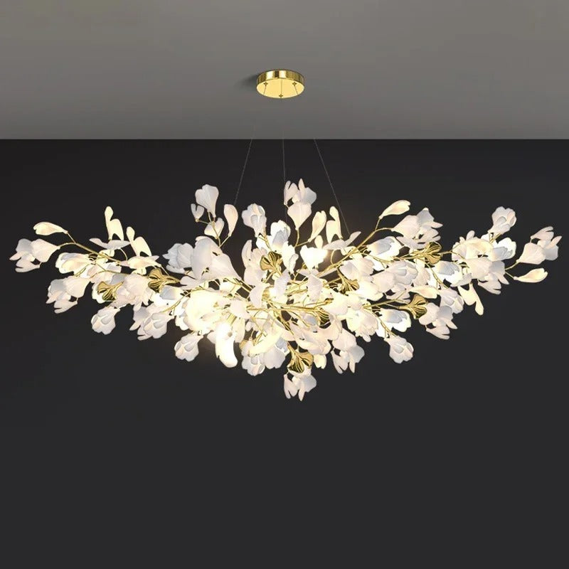 Yavo Ceramic Ginkgo Leaf Branch Chandelier - Lumovique